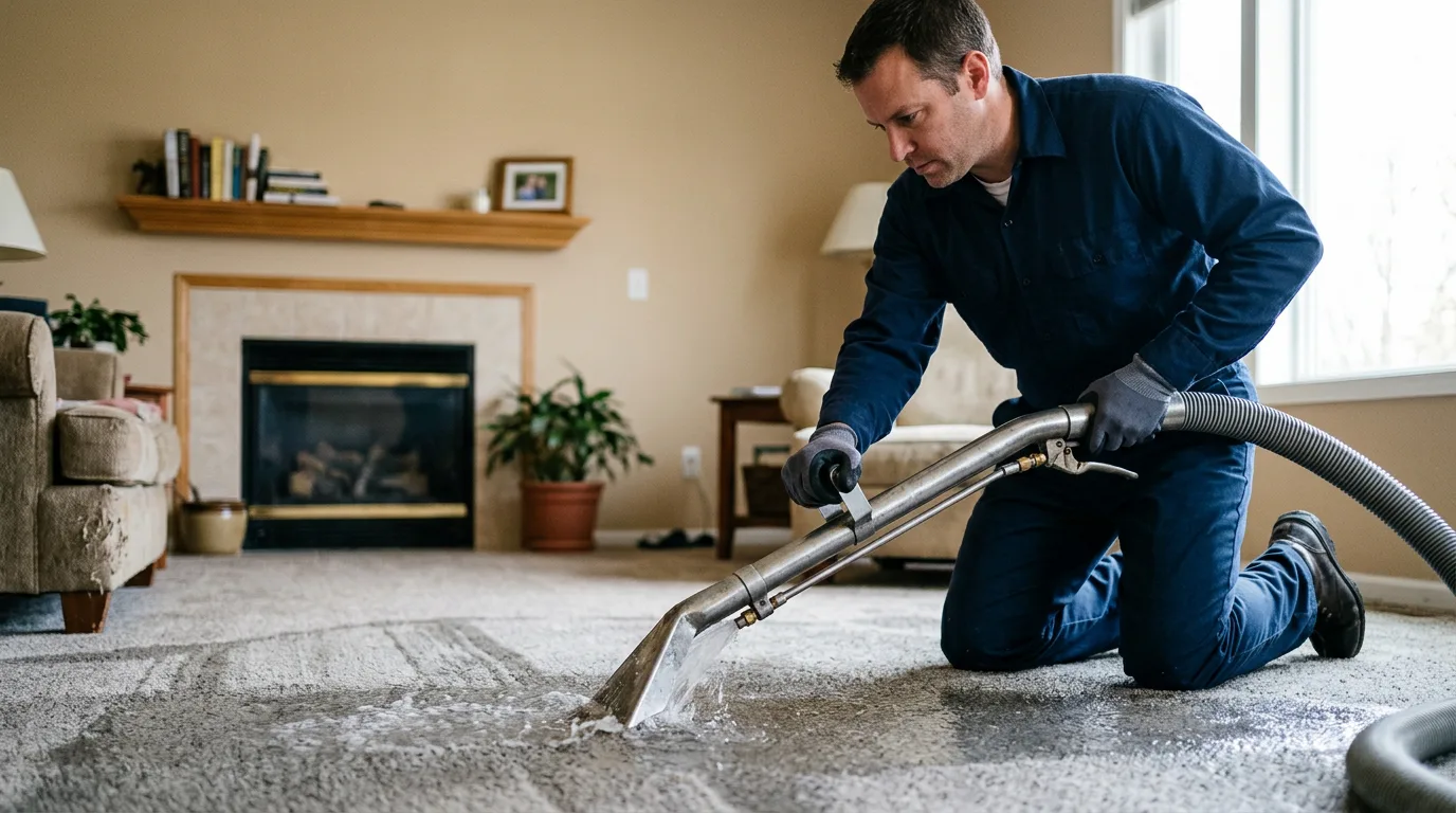 Water damage restoration technician working near Esmond, IL